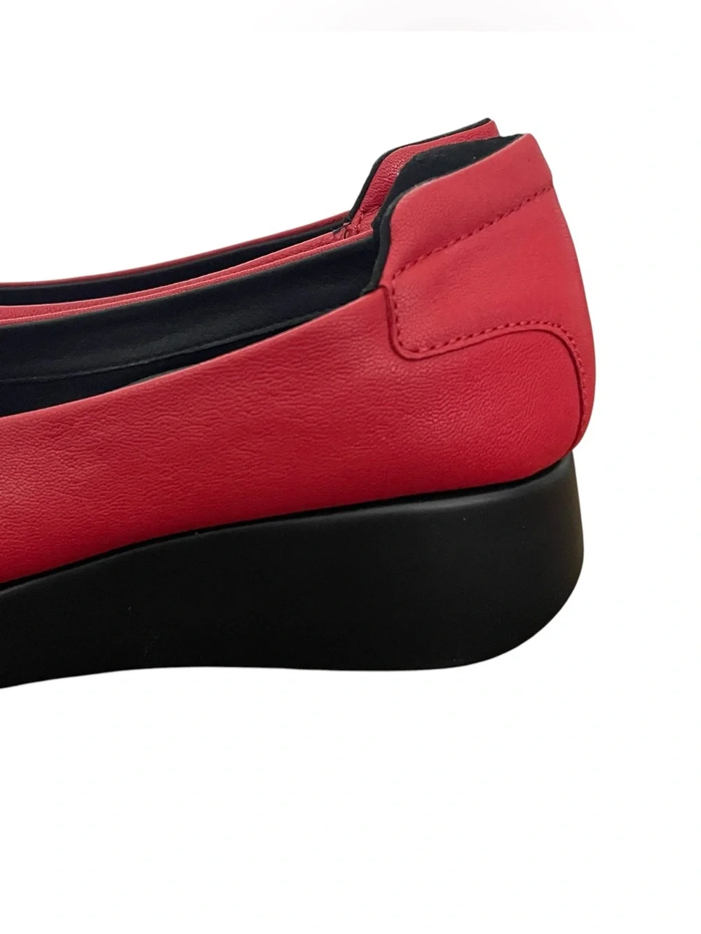 Saydo Sonia Low Wedge Shoes Red Leather Slip On Comfort Women’s Size 8 8.5